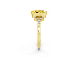 Yellow gold Princess Cut Yellow Sapphire Ring with Side Stones and Four-Prong Setting_62