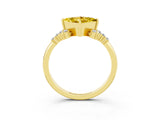 Yellow gold Princess Cut Yellow Sapphire Ring with Side Stones and Four-Prong Setting_63