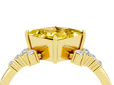 Yellow gold Princess Cut Yellow Sapphire Ring with Side Stones and Four-Prong Setting_64
