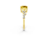 Yellow gold Princess Cut Yellow Sapphire Scattered Round Accent Ring with Prong Setting_32
