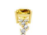 Yellow gold Princess Cut Yellow Sapphire Scattered Round Accent Ring with Prong Setting_35