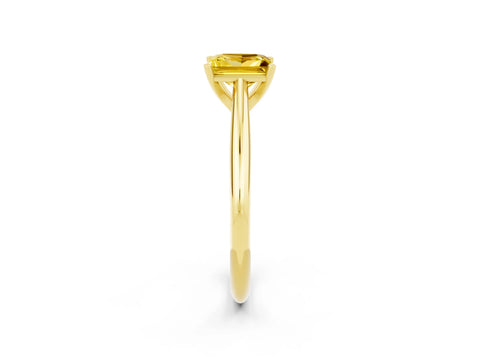 Yellow gold Princess Cut Yellow Sapphire Solitaire Engagement Ring with Cathedral Setting and Four-Prong Mount_14