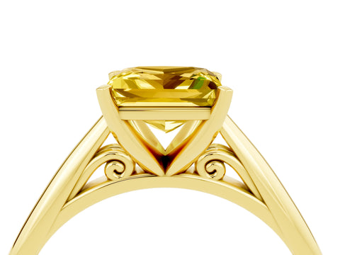 Yellow gold Princess Cut Yellow Sapphire Solitaire Engagement Ring with Cathedral Setting and Four-Prong Mount_16