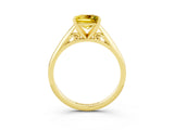 Yellow gold Princess Cut Yellow Sapphire Solitaire Engagement Ring with Cathedral Setting and Four-Prong Mount_27