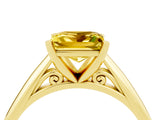 Yellow gold Princess Cut Yellow Sapphire Solitaire Engagement Ring with Cathedral Setting and Four-Prong Mount_28
