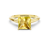 Yellow gold Princess Cut Yellow Sapphire Solitaire Engagement Ring with Cathedral Setting and Four-Prong Mount_72