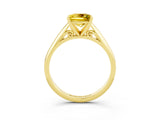 Yellow gold Princess Cut Yellow Sapphire Solitaire Engagement Ring with Cathedral Setting and Four-Prong Mount_75