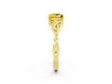 Yellow gold Princess Cut Yellow Sapphire Solitaire Engagement Ring with Celtic Knot Band and Four-Prong Setting_26