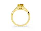 Yellow gold Princess Cut Yellow Sapphire Solitaire Engagement Ring with Celtic Knot Band and Four-Prong Setting_27