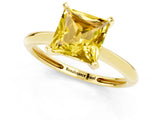 Yellow gold Princess Cut Yellow Sapphire Solitaire Engagement Ring with Classic Band and Four-Prong Setting_25