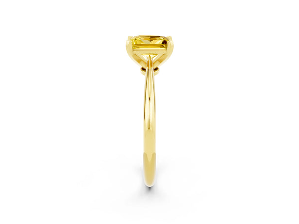 Yellow gold Princess Cut Yellow Sapphire Solitaire Engagement Ring with Classic Band and Four-Prong Setting