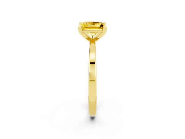 Yellow gold Princess Cut Yellow Sapphire Solitaire Engagement Ring with Classic Band and Four-Prong Setting