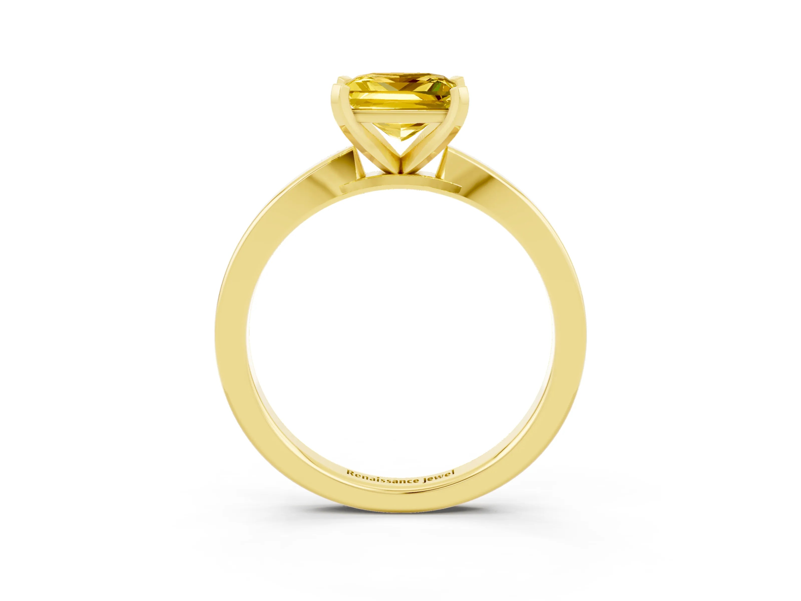 Yellow gold Princess Cut Yellow Sapphire Solitaire Engagement Ring with Classic Band and Four-Prong Setting_51