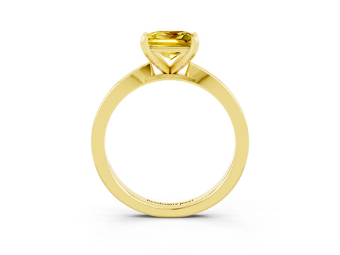 Yellow gold Princess Cut Yellow Sapphire Solitaire Engagement Ring with Classic Band and Four-Prong Setting_51