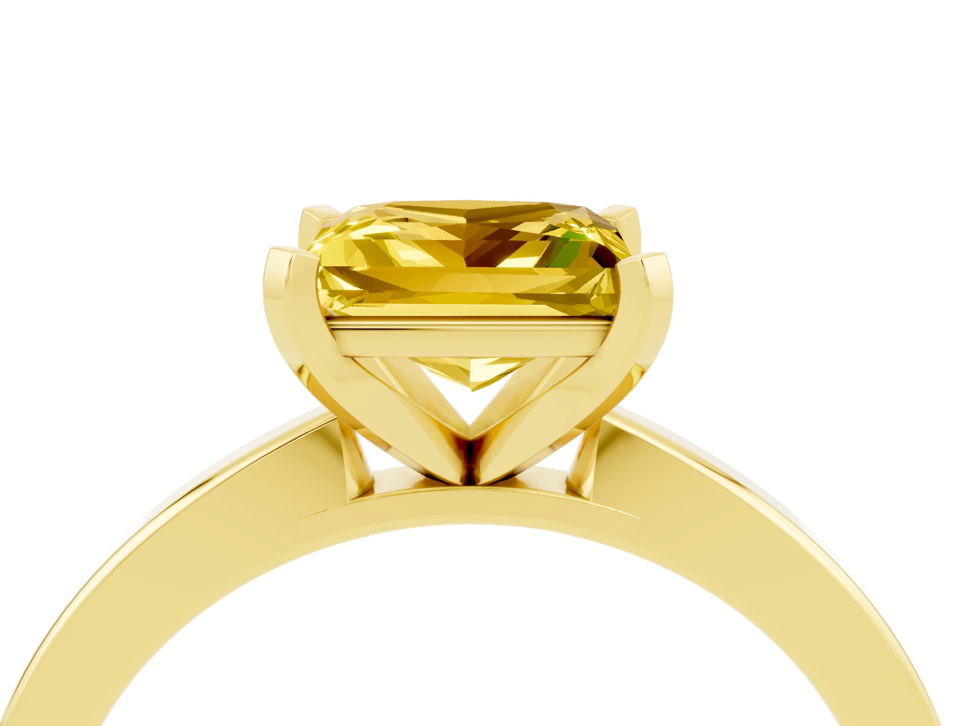 Yellow gold Princess Cut Yellow Sapphire Solitaire Engagement Ring with Classic Band and Four-Prong Setting_52