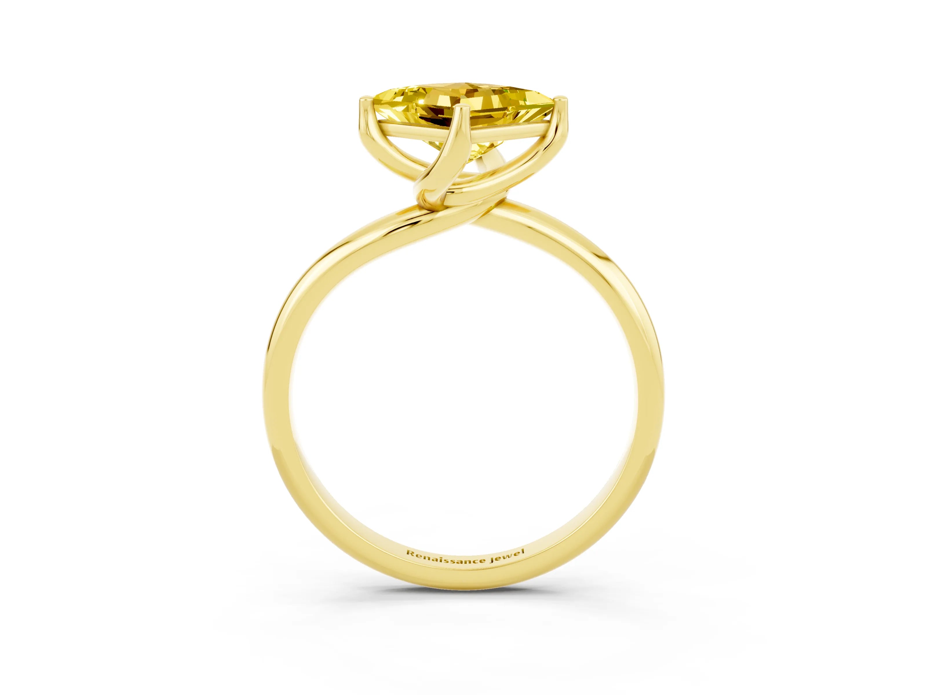 Yellow gold Princess Cut Yellow Sapphire Solitaire Engagement Ring with Four-Prong Setting and Classic Band_15
