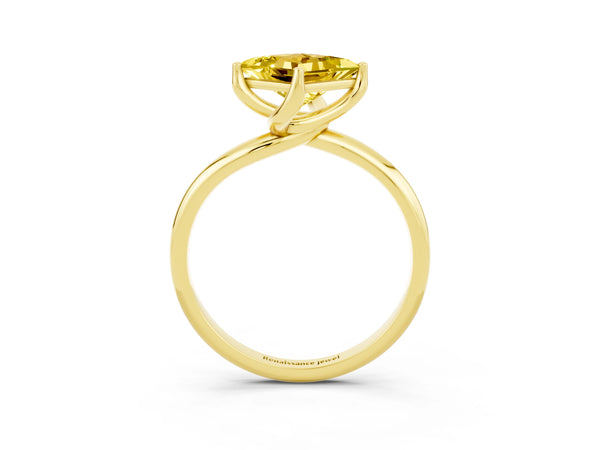 Yellow gold Princess Cut Yellow Sapphire Solitaire Engagement Ring with Four-Prong Setting and Classic Band