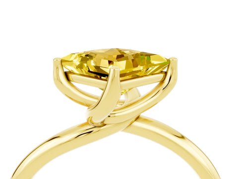 Yellow gold Princess Cut Yellow Sapphire Solitaire Engagement Ring with Four-Prong Setting and Classic Band_16