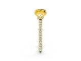 Yellow gold Princess Cut Yellow Sapphire Solitaire Engagement Ring with Pavé Band and Four-Prong Setting_26