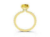 Yellow gold Princess Cut Yellow Sapphire Solitaire Engagement Ring with Pavé Band and Four-Prong Setting_27