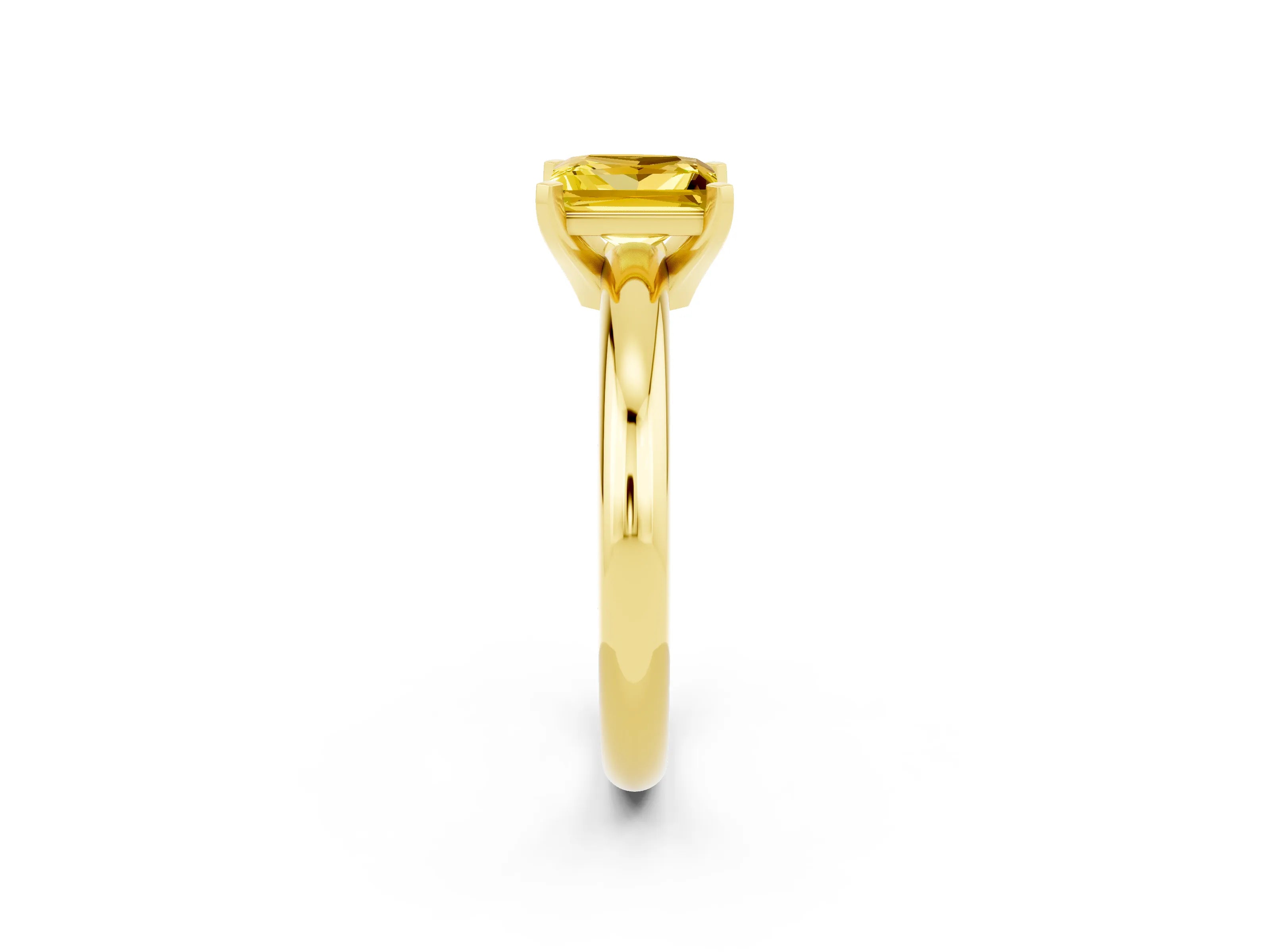 Yellow gold Princess Cut Yellow Sapphire Solitaire Engagement Ring with Round Band and Four-Prong Setting_26
