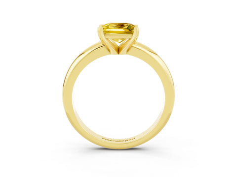 Yellow gold Princess Cut Yellow Sapphire Solitaire Engagement Ring with Round Band and Four-Prong Setting_27