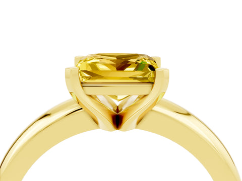 Yellow gold Princess Cut Yellow Sapphire Solitaire Engagement Ring with Round Band and Four-Prong Setting_28