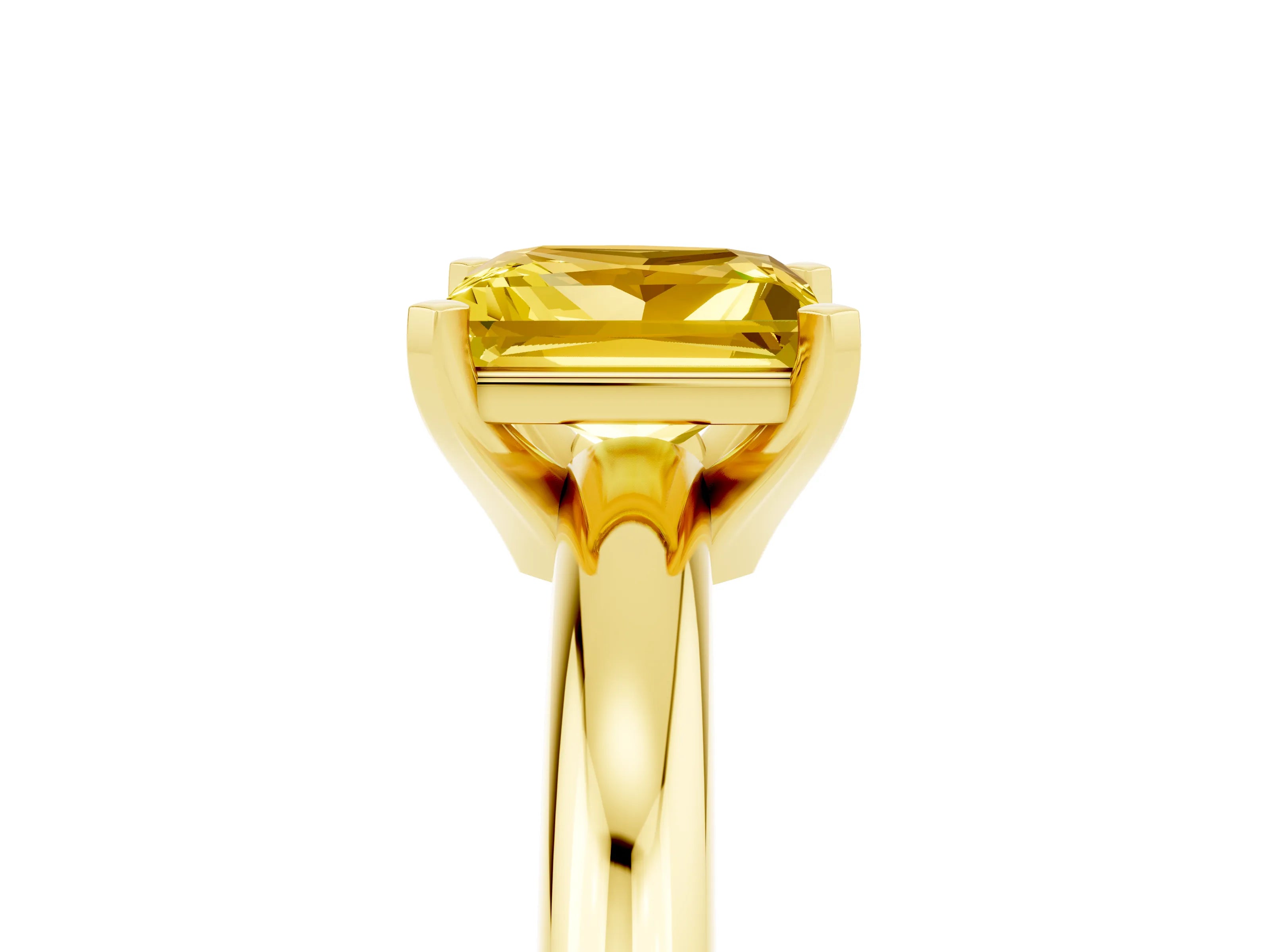 Yellow gold Princess Cut Yellow Sapphire Solitaire Engagement Ring with Round Band and Four-Prong Setting_29