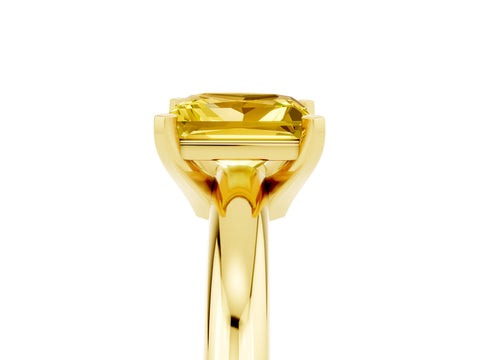 Yellow gold Princess Cut Yellow Sapphire Solitaire Engagement Ring with Round Band and Four-Prong Setting_29