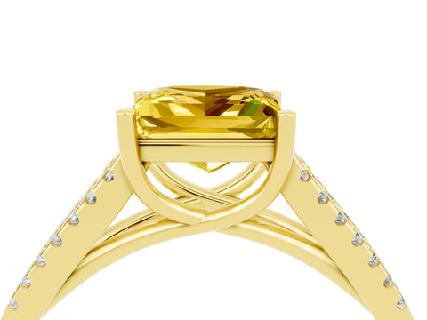 Yellow gold Princess Cut Yellow Sapphire Solitaire Engagement Ring with Split Shank Pavé Band_16