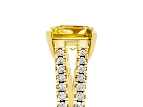 Yellow gold Princess Cut Yellow Sapphire Solitaire Engagement Ring with Split Shank Pavé Band_17