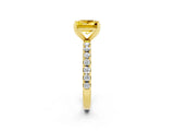 Yellow gold Princess Cut Yellow Sapphire Solitaire Pavé Band with Four-Prong Setting_26