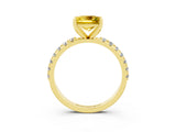 Yellow gold Princess Cut Yellow Sapphire Solitaire Pavé Band with Four-Prong Setting_27