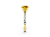 Yellow gold Princess Cut Yellow Sapphire Solitaire Pavé Engagement Ring with Round Band and Prong Setting_14