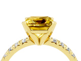 Yellow gold Princess Cut Yellow Sapphire Solitaire Pavé Engagement Ring with Round Band and Prong Setting_16