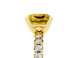 Yellow gold Princess Cut Yellow Sapphire Solitaire Pavé Engagement Ring with Round Band and Prong Setting_17