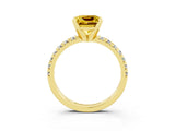 Yellow gold Princess Cut Yellow Sapphire Solitaire Pavé Engagement Ring with Round Band and Prong Setting_69