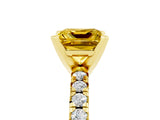 Yellow gold Princess Cut Yellow Sapphire Solitaire Pavé Engagement Ring with Round Band and Prong Setting_71