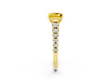 Yellow gold Princess Cut Yellow Sapphire Solitaire Ring with Cathedral Setting and Pavé Band_26
