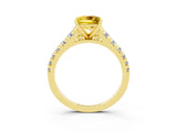 Yellow gold Princess Cut Yellow Sapphire Solitaire Ring with Cathedral Setting and Pavé Band_27