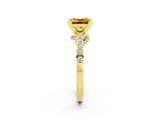 Yellow gold Princess Cut Yellow Sapphire Solitaire Ring with Crossover Gallery and Round  Pavé Band_15