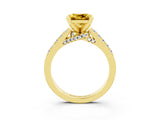 Yellow gold Princess Cut Yellow Sapphire Solitaire Ring with Crossover Gallery and Round  Pavé Band_16