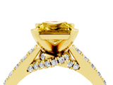 Yellow gold Princess Cut Yellow Sapphire Solitaire Ring with Crossover Gallery and Round  Pavé Band_17