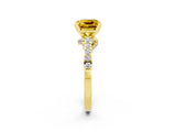 Yellow gold Princess Cut Yellow Sapphire Solitaire Ring with Crossover Gallery and Round  Pavé Band_39