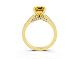 Yellow gold Princess Cut Yellow Sapphire Solitaire Ring with Crossover Gallery and Round  Pavé Band_40