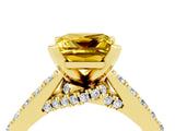 Yellow gold Princess Cut Yellow Sapphire Solitaire Ring with Crossover Gallery and Round  Pavé Band_41