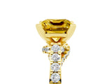 Yellow gold Princess Cut Yellow Sapphire Solitaire Ring with Crossover Gallery and Round  Pavé Band_42
