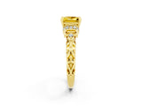 Yellow gold Princess Cut Yellow Sapphire Solitaire Ring with Filigree Band and Four-Prong Setting_50