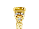 Yellow gold Princess Cut Yellow Sapphire Solitaire Ring with Filigree Band and Four-Prong Setting_53