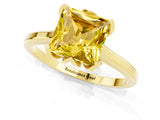 Yellow gold Princess Cut Yellow Sapphire Solitaire Ring with Flower Prong Setting and Classic Band_13